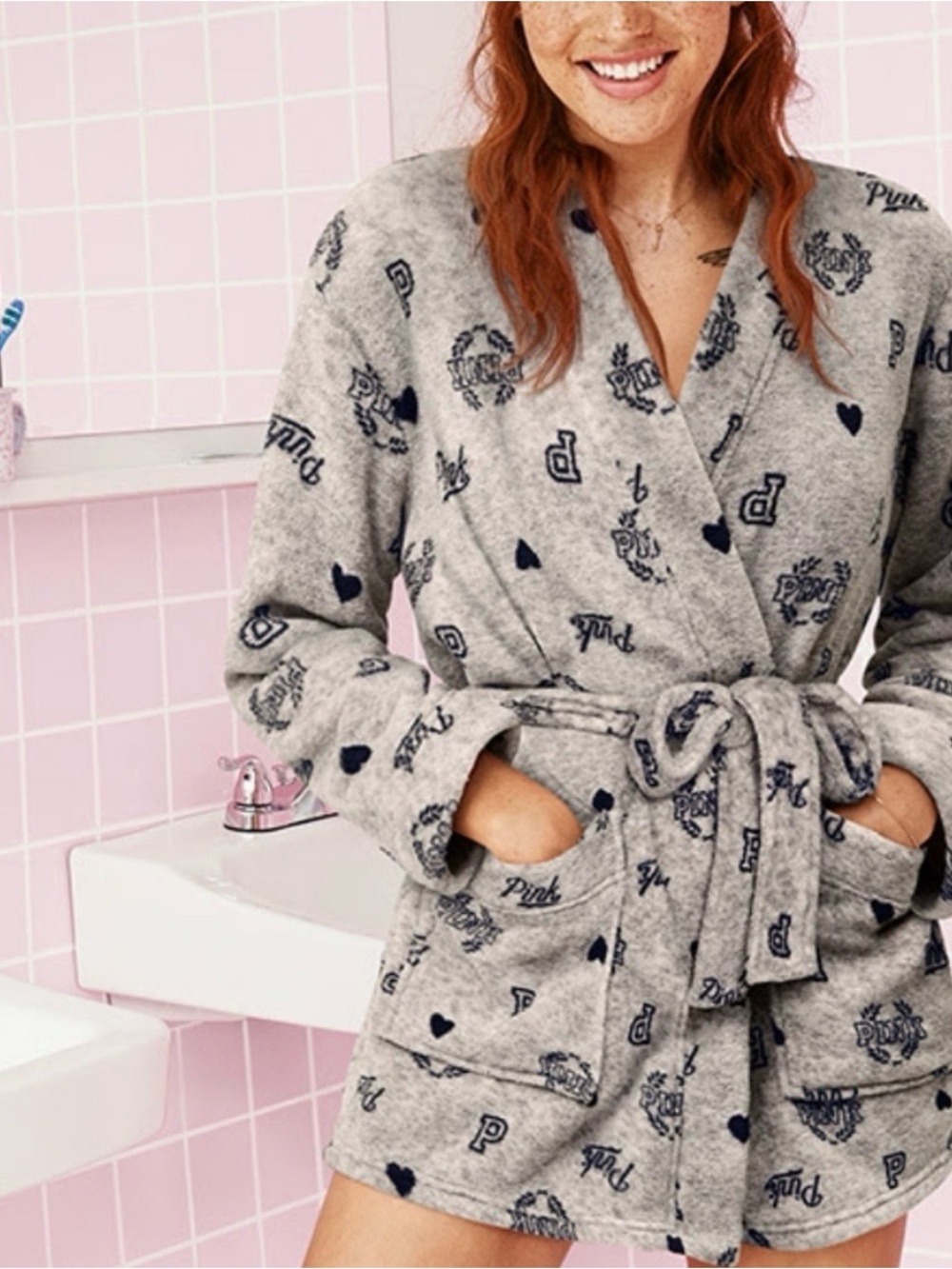 VS. PINK logo short robe X-small/small EUC